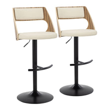 Load image into Gallery viewer, Cecina - Contemporary Adjustable Barstool With Swivel With Rounded T Footrest (Set of 2) - Black / Zebra / Cream