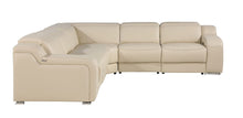Load image into Gallery viewer, Italian Leather Power Reclining Curved Five Piece Corner Sectional - Beige