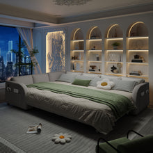Load image into Gallery viewer, L-Shaped Couch With Pull-Out Bed, Convertible Sleeper Sofa With Side Pocket & USB Port