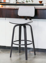 Load image into Gallery viewer, Fabric Swivel Low Back Bar Height Bar Chair - Light Gray And Black