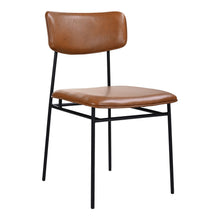 Load image into Gallery viewer, Upholstered Leather Open Back Dining Side Chair - Brown / Black