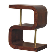 Load image into Gallery viewer, S Curve Brass Bedside Table - Dark Brown