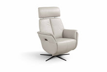Load image into Gallery viewer, Genuine Leather Power Swivel Recliner - Light Gray