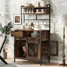 Load image into Gallery viewer, Furniture Style 2 In 1 Pet Friendly Dog Crate Composite Desk Hutch - Rustic Brown