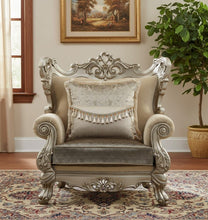 Load image into Gallery viewer, Fabric Geometric Arm Chair And Toss Pillow - Beige And Champagne