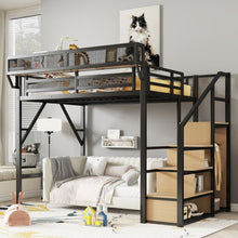 Load image into Gallery viewer, Loft Bed With Stairs, Storage Shelves, Wardrobe