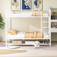 Load image into Gallery viewer, Metal Bunk Bed With Shelf And Guardrails