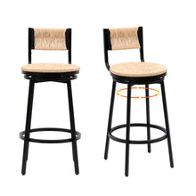 Load image into Gallery viewer, Bar Stools Swivel Counter Chairs With Metal Frame Hand Woven Paper Rope Dining Barstools For Kitchen Counter (Set of 2)