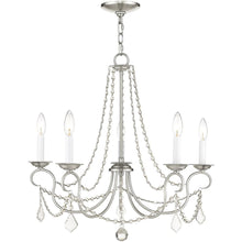 Load image into Gallery viewer, 23" Five Light Dimmable Chandelier With Shades - Pearl Silver / Nickel