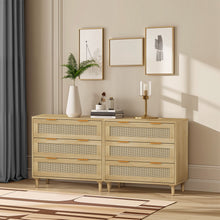 Load image into Gallery viewer, 3 Drawers Rattan Storage Cabinet Rattan Drawer, For Bedroom, Living Room, Dining Room, Hallways (Set of 2) - Oak