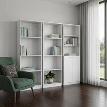 Load image into Gallery viewer, Eleven Tier Modular Bookcase With Two Doors (Set of 3) - White