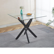 Load image into Gallery viewer, Dining Table With Cross Metal Leg And Tempered Glass, Modern Space Saving Kitchen Table For Living Room Legs, Square Table