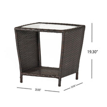 Load image into Gallery viewer, Trenton - Outdoor Side Table With Glass Top - Brown Rattan