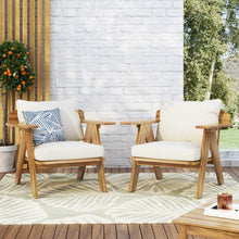 Load image into Gallery viewer, Outdoor Acacia Wood Club Chairs With Cushions (Set of 2) - Teak / Beige