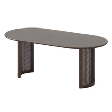 Load image into Gallery viewer, 78" Solid Wood Double Pedestal Base Oval Dining Room Table - Brown