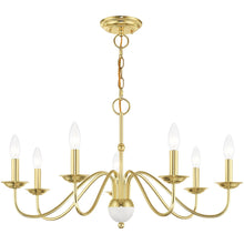Load image into Gallery viewer, Seven Light Dimmable Chandelier With Shades - Brass