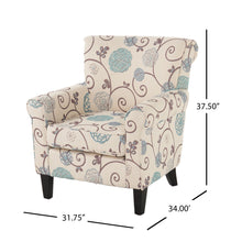 Load image into Gallery viewer, Upholstered Chair With Floral Pattern Design And Solid Wood Legs - Multi Color