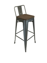 Load image into Gallery viewer, Solid Wood And Metal Low Back Bar Height Bar Chairs (Set of 4) - Brown And Gunmetal