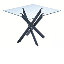 Load image into Gallery viewer, Dining Table With Cross Metal Leg And Tempered Glass, Modern Space Saving Kitchen Table For Living Room Legs, Square Table