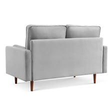 Load image into Gallery viewer, Velvet Loveseat And Toss Pillows - Gray / Dark Brown