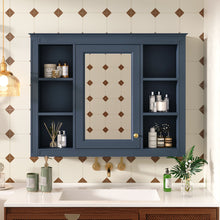 Load image into Gallery viewer, Wall Mounted Medicine Cabinet With Mirror, Storage Cabinet Featuring 6 Open Shelves And Adjustable Interior