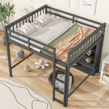 Load image into Gallery viewer, Loft Bed With 8 Open Storage Shelves And Built In Ladder