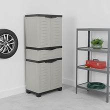 Load image into Gallery viewer, 57" Heavy Duty Plastic Four Door Utility Cabinet - Black / Gray