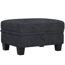 Load image into Gallery viewer, 29" Chenille Storage Ottoman - Gray / Black