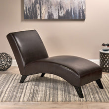 Load image into Gallery viewer, Upholstered Leather Chaise Lounge With Curved Design - Brown