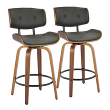 Load image into Gallery viewer, Lombardi - Mid-Century Modern Fixed Height Counter Stool With Swivel With Round Footrest (Set of 2)
