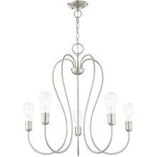 Load image into Gallery viewer, 25" Five Light Dimmable Chandelier With Shades - Nickel