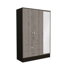 Load image into Gallery viewer, Three Door Wardrobe Closet With Mirror - Light Oak / Black