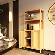 Load image into Gallery viewer, Neutral - Bamboo Storage Cabinet Freestanding With 2 Doors For Bathroom, Living Room, Kitchen, And Entryway - Neutral