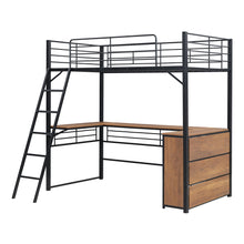 Load image into Gallery viewer, Loft Bed & 3 Layers Of Shelves And L-Shaped Desk