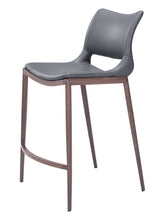 Load image into Gallery viewer, 25" Faux Leather And Steel Low Back Counter Height Bar Chairs (Set of 2) - Dark Gray / Brown