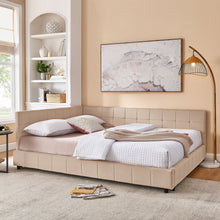 Load image into Gallery viewer, Mid-Century Storage Upholstered Tufted Bed Frame With Backrest And Armrests
