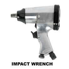 Load image into Gallery viewer, 71 Piece Air Tool And Accessories Kit, Impact Wrench, Air Ratchet, Die Grinder, Aire Hammer, Hose Fittings, Storage Case - Black / Silver