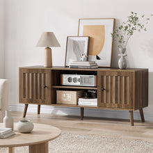 Load image into Gallery viewer, 55" TV Cabinet With Vertical Groove Doors, Adjustable Shelves - Walnut