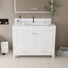 Load image into Gallery viewer, 43" Bathroom Vanity With Artificial Marble Carrara Top Set, Multi Functional Cabinet With Doors And Drawer - White