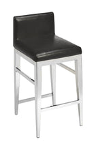 Load image into Gallery viewer, 25" Faux Leather And Steel Bar Chair - Black / Silver