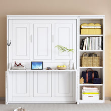 Load image into Gallery viewer, Sturdy Murphy Bed With Desk And Bookshelf