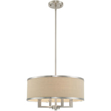 Load image into Gallery viewer, Four Light Metal Dimmable Chandelier With Shades - Nickel / Ash Gray