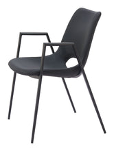 Load image into Gallery viewer, Upholstered Faux Leather And Steel Open Back Dining Arm Chairs (Set of 2) - Black