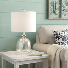 Load image into Gallery viewer, Textured Table Lamp With Drum Shade - Light Gray