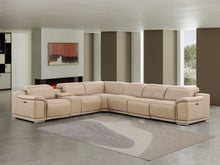 Load image into Gallery viewer, Leather Modular L Shaped 7 Piece Corner Sectional With Console - Beige