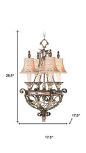 Load image into Gallery viewer, 29" Four Light Metal Dimmable Chandelier With Shades - Bronze / Cream