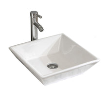 Load image into Gallery viewer, Square Bathroom Vessel Sink - White Porcelain Counter Bowl For Bathroom Vanity - White