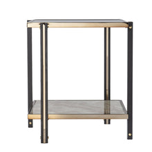 Load image into Gallery viewer, Glass Iron Square Mirrored End Table With Shelf - Champagne