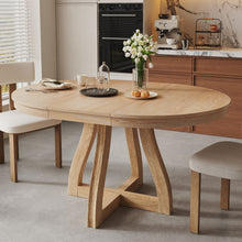 Load image into Gallery viewer, Round Extendable Dining Tabl, Middle Leaf, Curved Legs