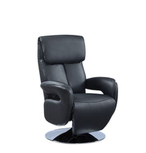 Load image into Gallery viewer, Tufted Genuine Leather Power Swivel Recliner (730563) - Black